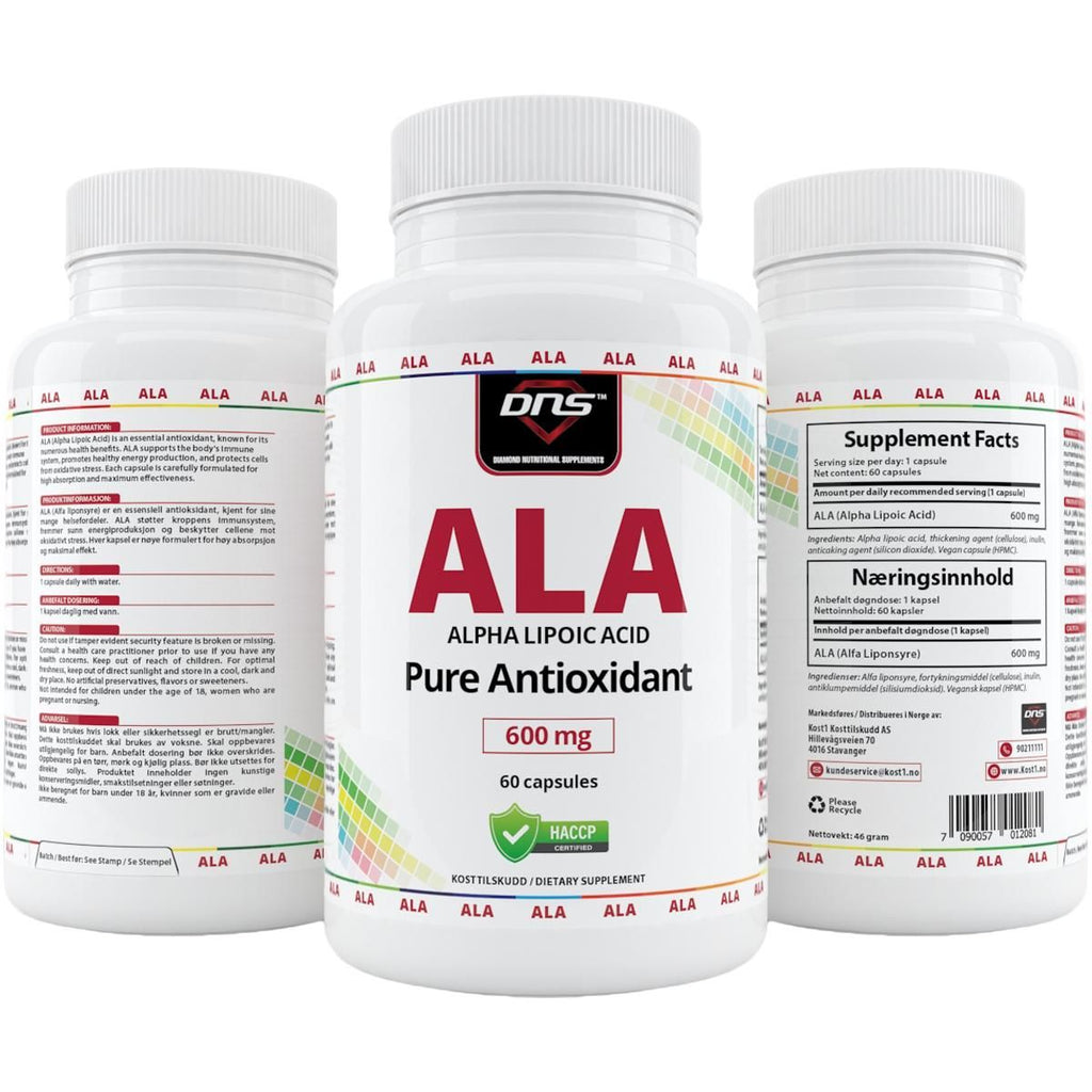 DNS ALA Alpha Lipoic Acid 600 mg 60 kapsler-Highwhey.no